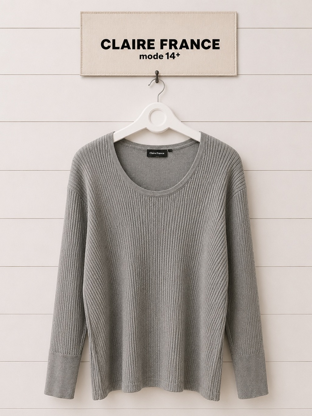 CLAIRE FRANCE Gray knit sweater size 2x